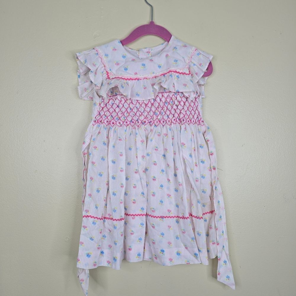 Vintage smocked floral dress size 1-2y